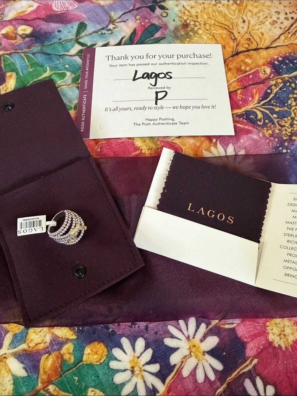 LAGOS S/S and 18kGold caviar icon element domed statement ring size 8 NWT!